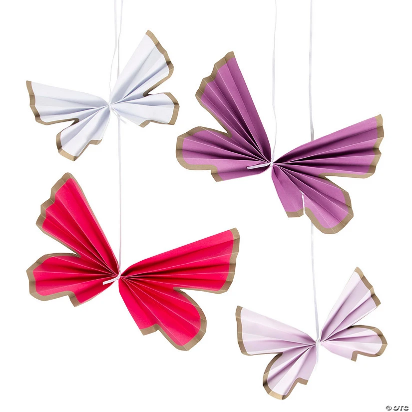 10" - 14" Butterfly Wing Hanging Paper Fans - 6 Pc. 1 10" - 14" Butterfly Wing Hanging Paper Fans - 6 Pc.