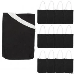 10" x 12" Medium Black Canvas Tote Bags - 12 Pc.