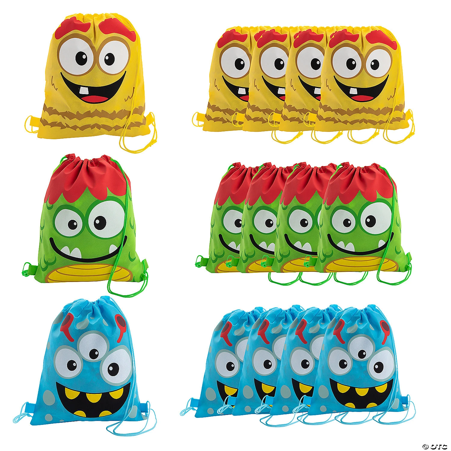 12" x 15" Medium Nonwoven Silly Monster Drawstring Bags - 12 Pc. 1 12" x 15" Medium Nonwoven Silly Monster Drawstring Bags - 12 Pc.