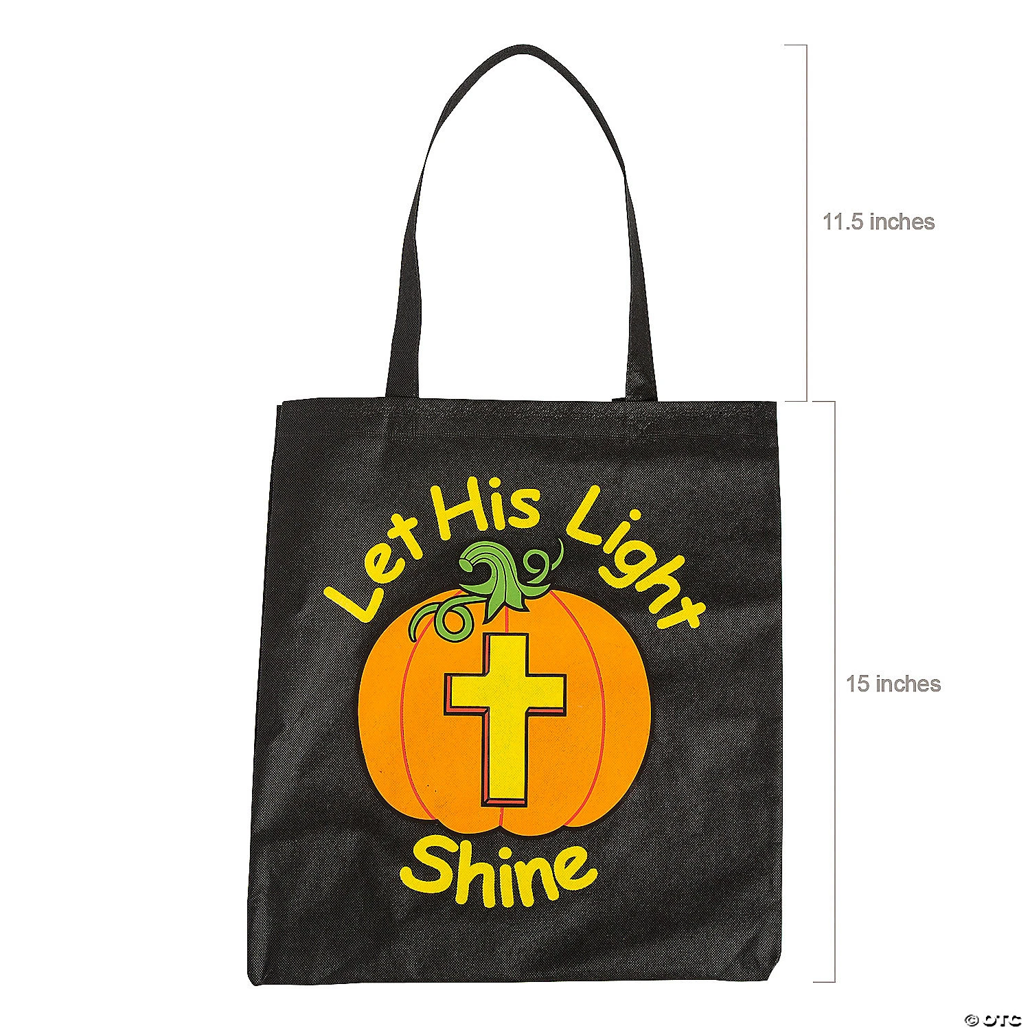 15" x 15" Large Nonwoven Glow-in-the-Dark Christian Pumpkin Tote Bags - 12 Pc. 2 15" x 15" Large Nonwoven Glow-in-the-Dark Christian Pumpkin Tote Bags - 12 Pc. - Image 2