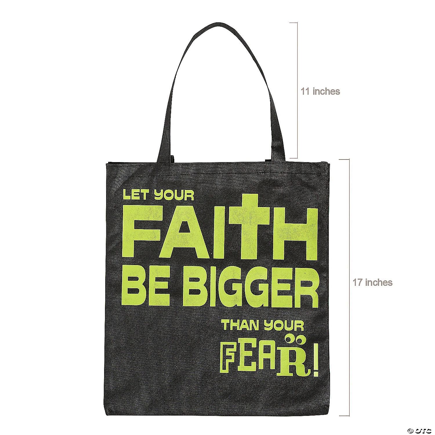 15" x 17" Large Nonwoven Glow-in-the-Dark Faith Over Fear Tote Bags - 12 Pc. 2 15" x 17" Large Nonwoven Glow-in-the-Dark Faith Over Fear Tote Bags - 12 Pc. - Image 2