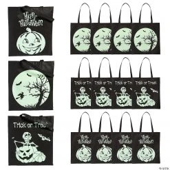 15" x 17" Large Nonwoven Glow-in-the-Dark Halloween Tote Bags - 12 Pc.