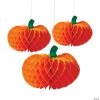 20" Honeycomb Hanging Pumpkin Decorations - 3 Pc.