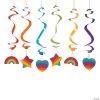 26" Rainbow Party Hanging Swirl Decorations - 12 Pc.