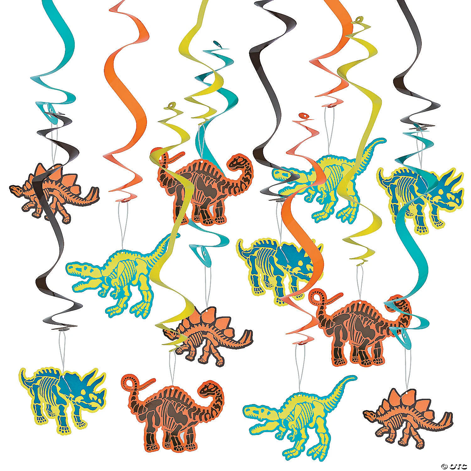 30" Dino Dig Hanging Swirl Decorations - 12 Pc. 1 30" Dino Dig Hanging Swirl Decorations - 12 Pc.