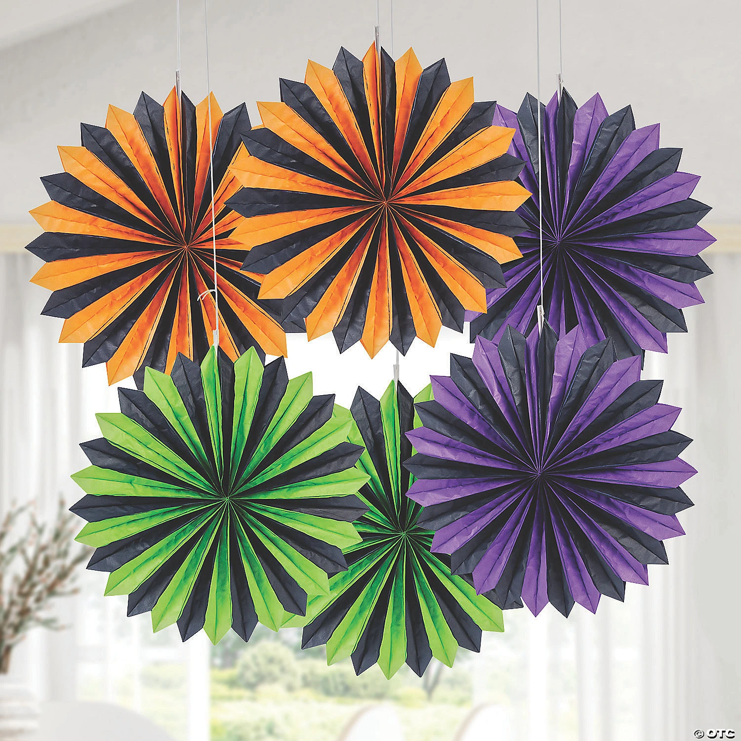 6" Halloween Hanging Paper Fans - 6 Pc. 3 6" Halloween Hanging Paper Fans - 6 Pc. - Image 3