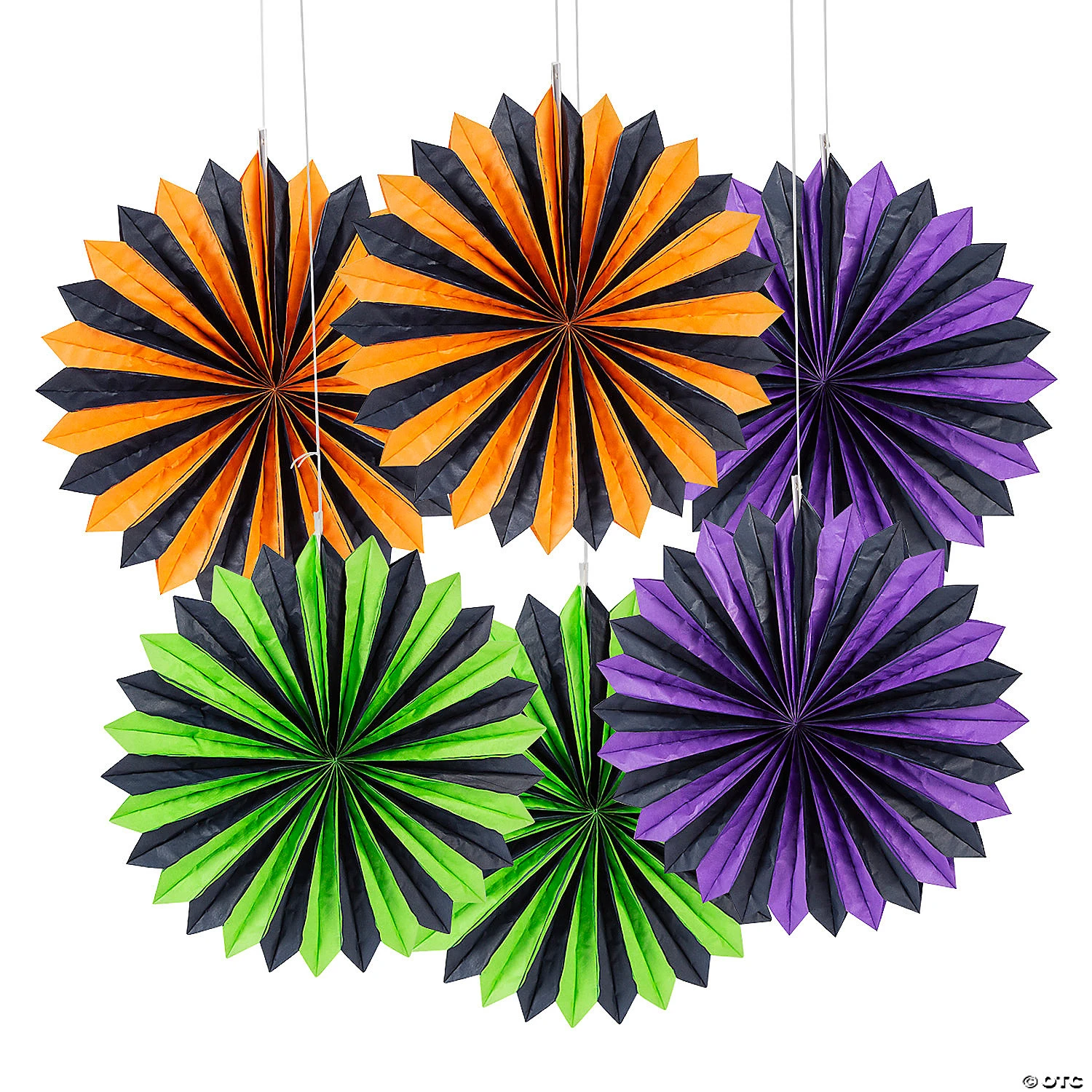 6" Halloween Hanging Paper Fans - 6 Pc. 1 6" Halloween Hanging Paper Fans - 6 Pc.