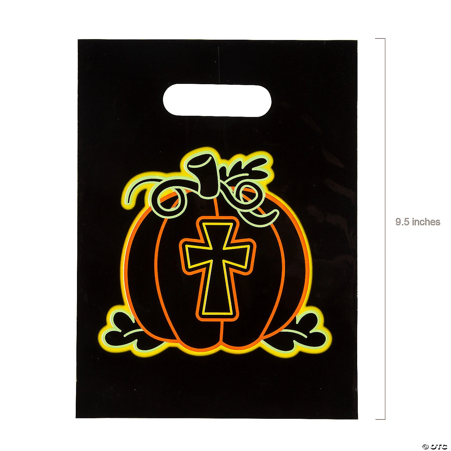 7" x 9 1/2" Bulk Neon Christian Pumpkin Goody Bags - 50 Pc. 2 7" x 9 1/2" Bulk Neon Christian Pumpkin Goody Bags - 50 Pc. - Image 2