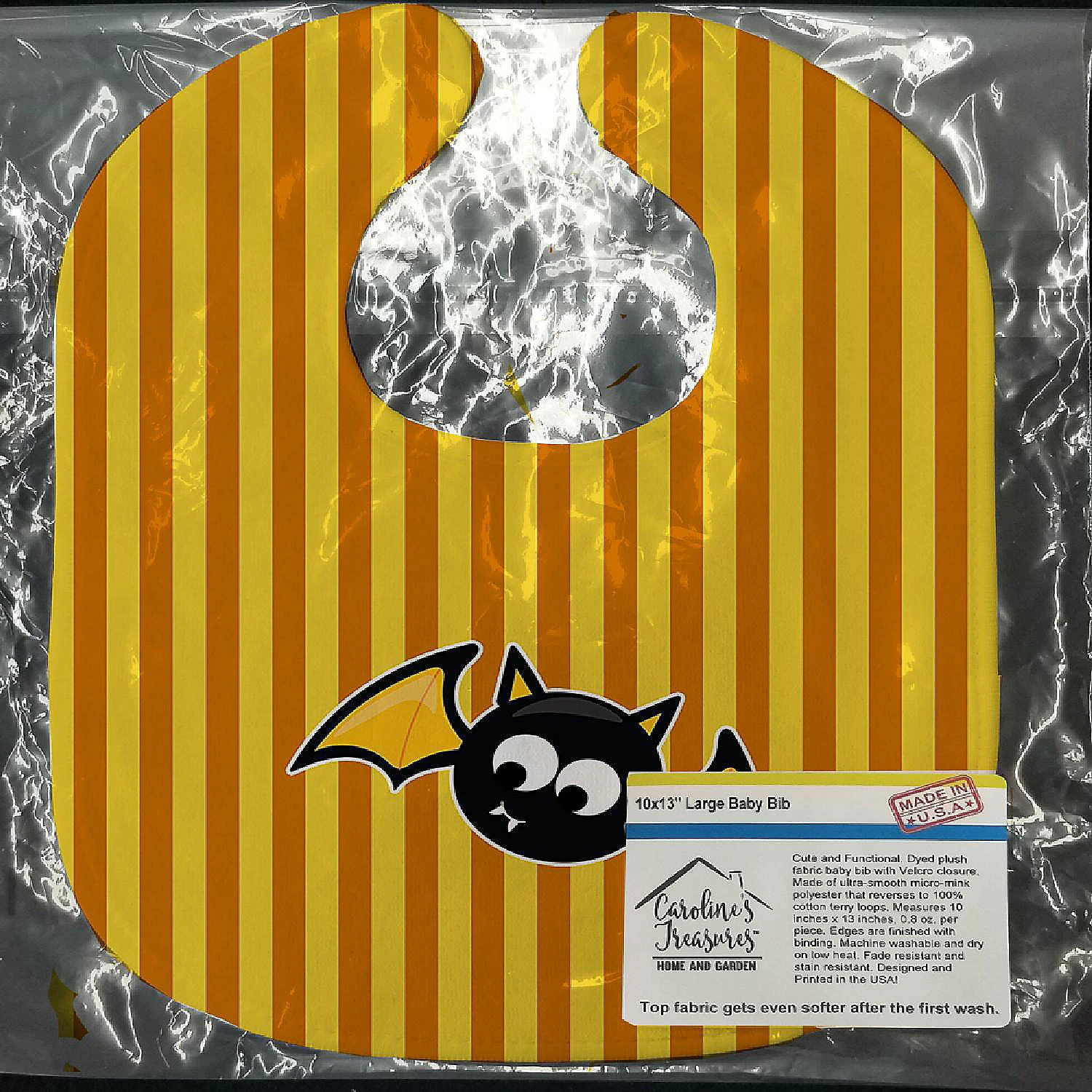 Caroline's Treasures, Halloween, Halloween Bat Orange Stripes Baby Bib, 10 x 13, 2 Caroline's Treasures, Halloween, Halloween Bat Orange Stripes Baby Bib, 10 x 13, - Image 2
