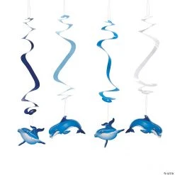 Dolphin Party Hanging Swirl Decorations - 12 Pc.