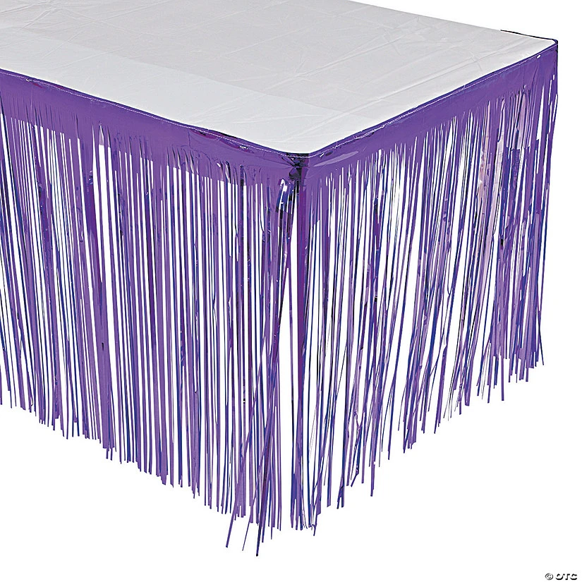 Metallic Fringe Plastic Table Skirt 1 Metallic Fringe Plastic Table Skirt
