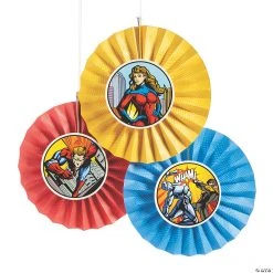 Superhero Hanging Fans with Icons - 6 Pc.