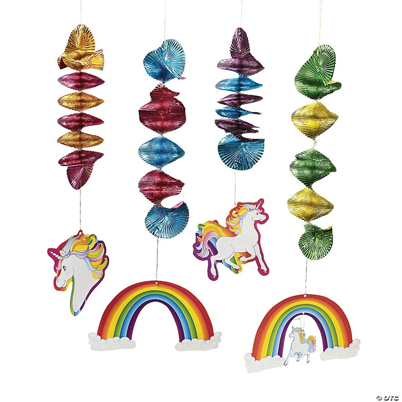 Unicorn Hanging Spiral Decorations - 12 Pc. 1 Unicorn Hanging Spiral Decorations - 12 Pc.
